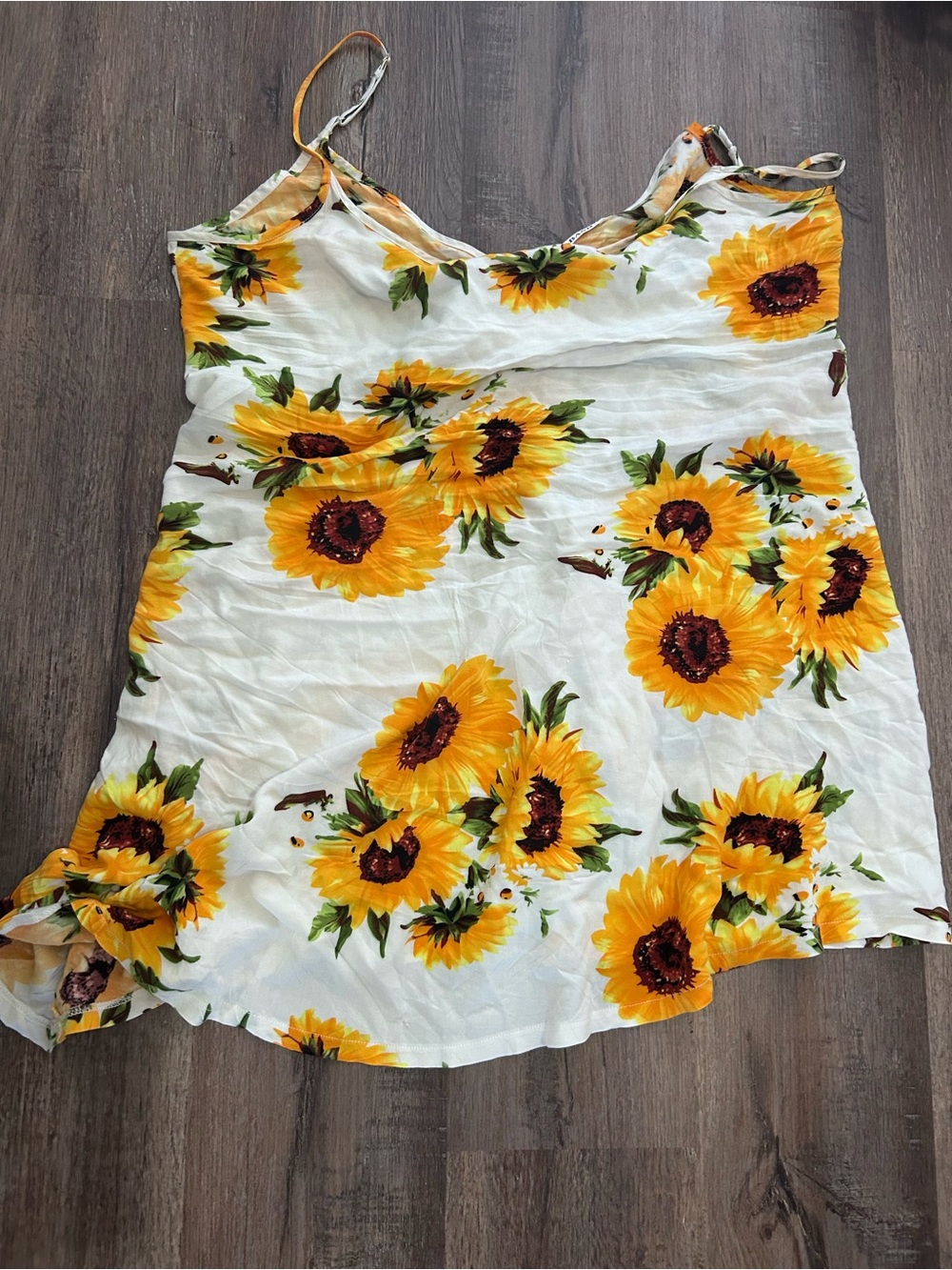White Sunflower Print Satin Cami